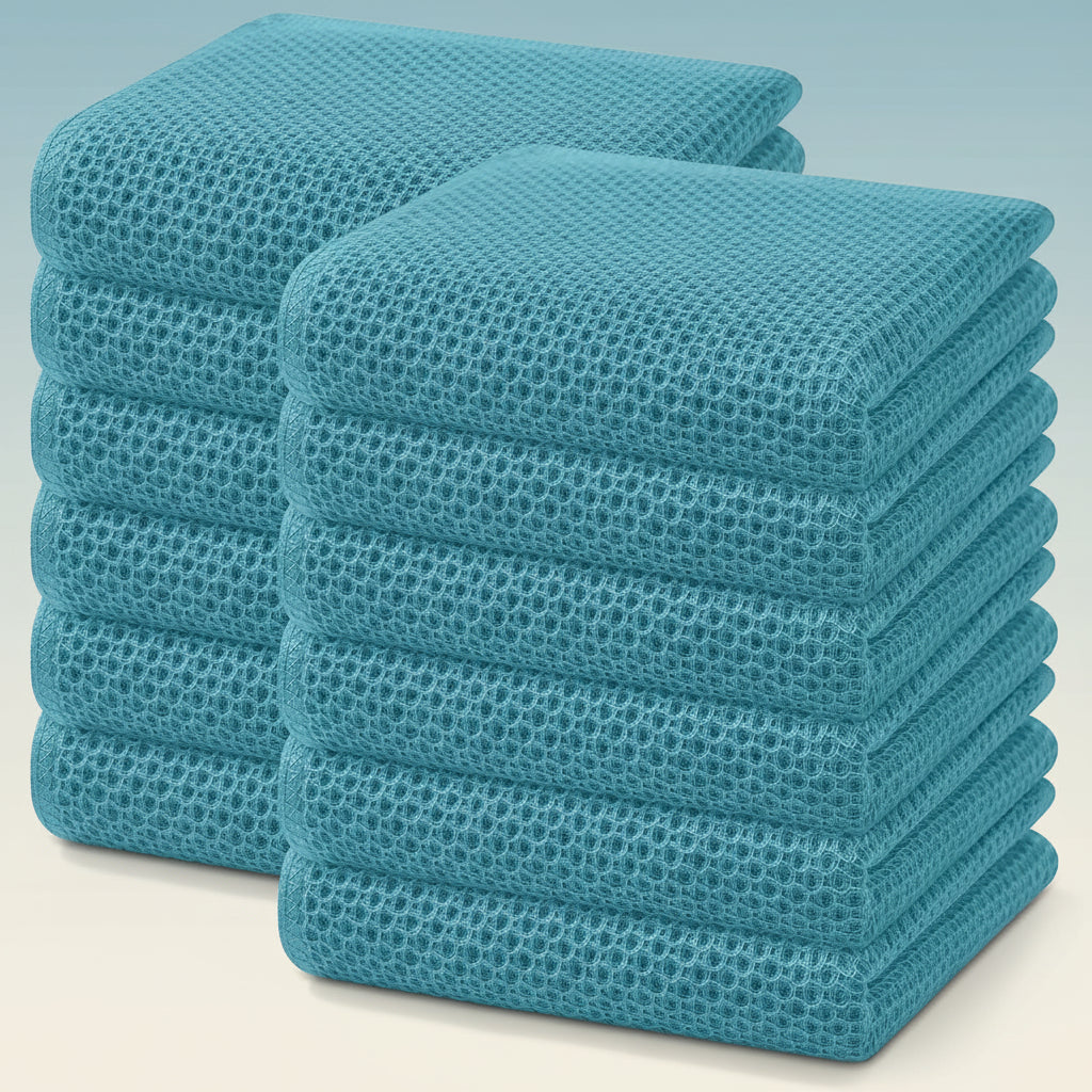 Gentle Kitchen Dish Towels Set Thick Absorbent Textured Weave