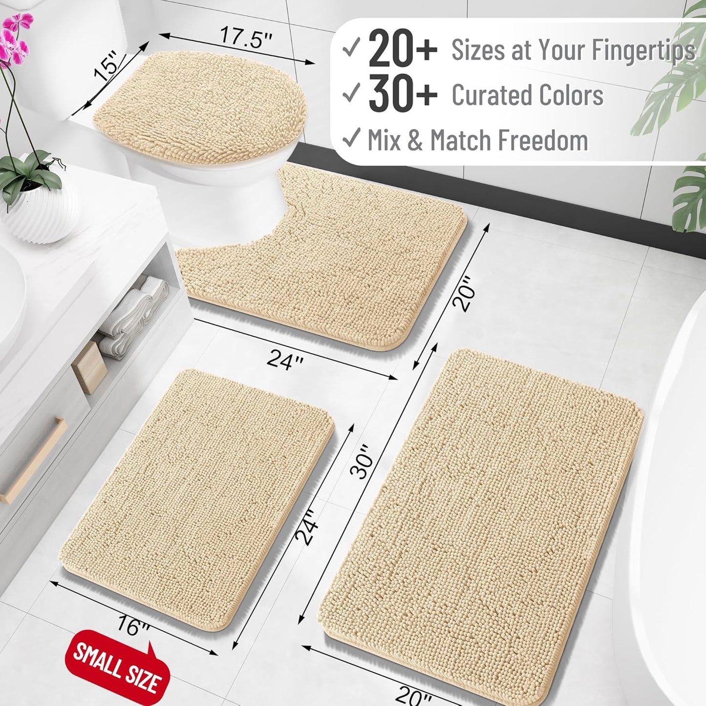 Plush Bathroom Mat Soft Non Slip Absorbent Floor Rug