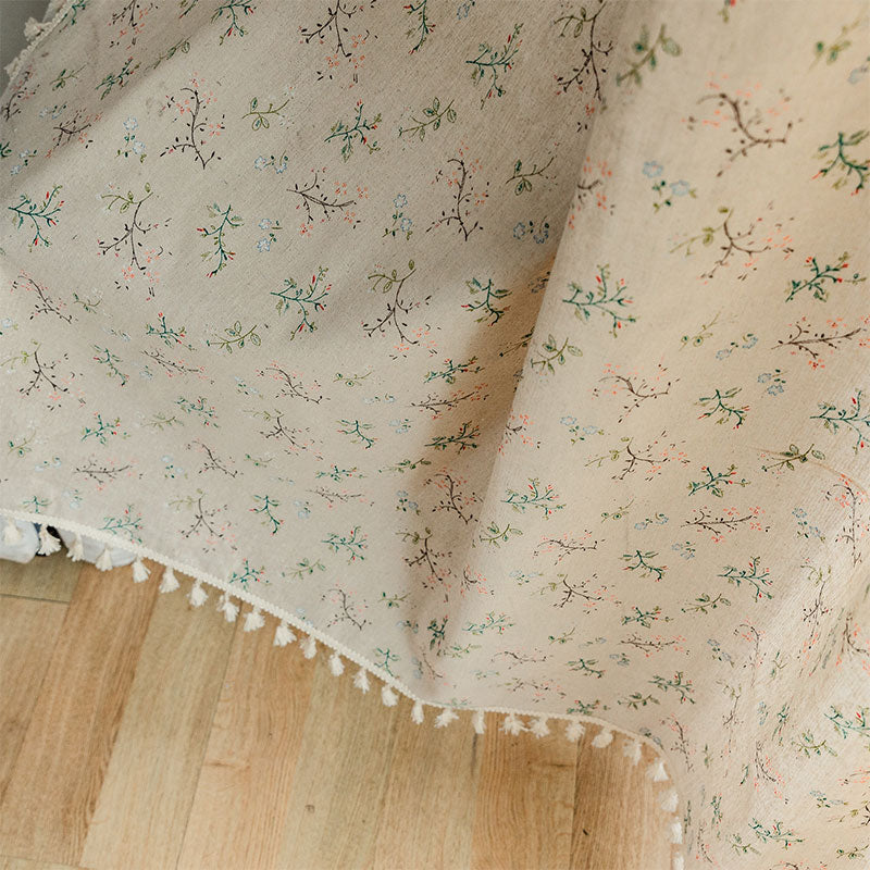 Rustic Floral Sheer Cotton Curtain Panel
