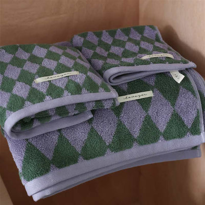 Soft Plaid Absorbent Bathroom Towel Set Gentle Exfoliate - Lusomart