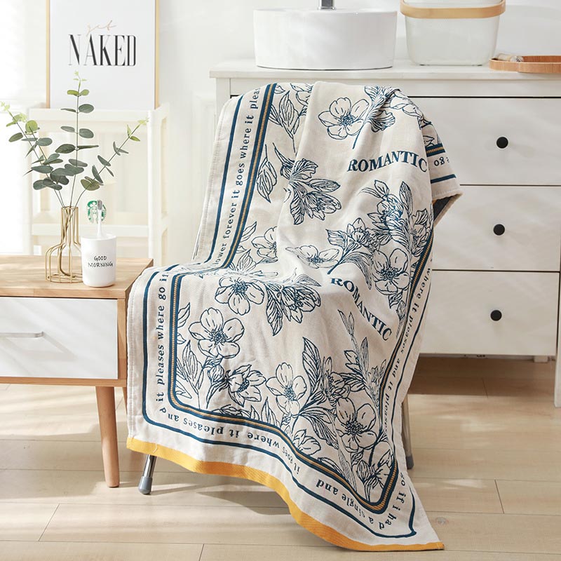 Ownkoti Flower Mixed Color Reversible Bath Towel-2