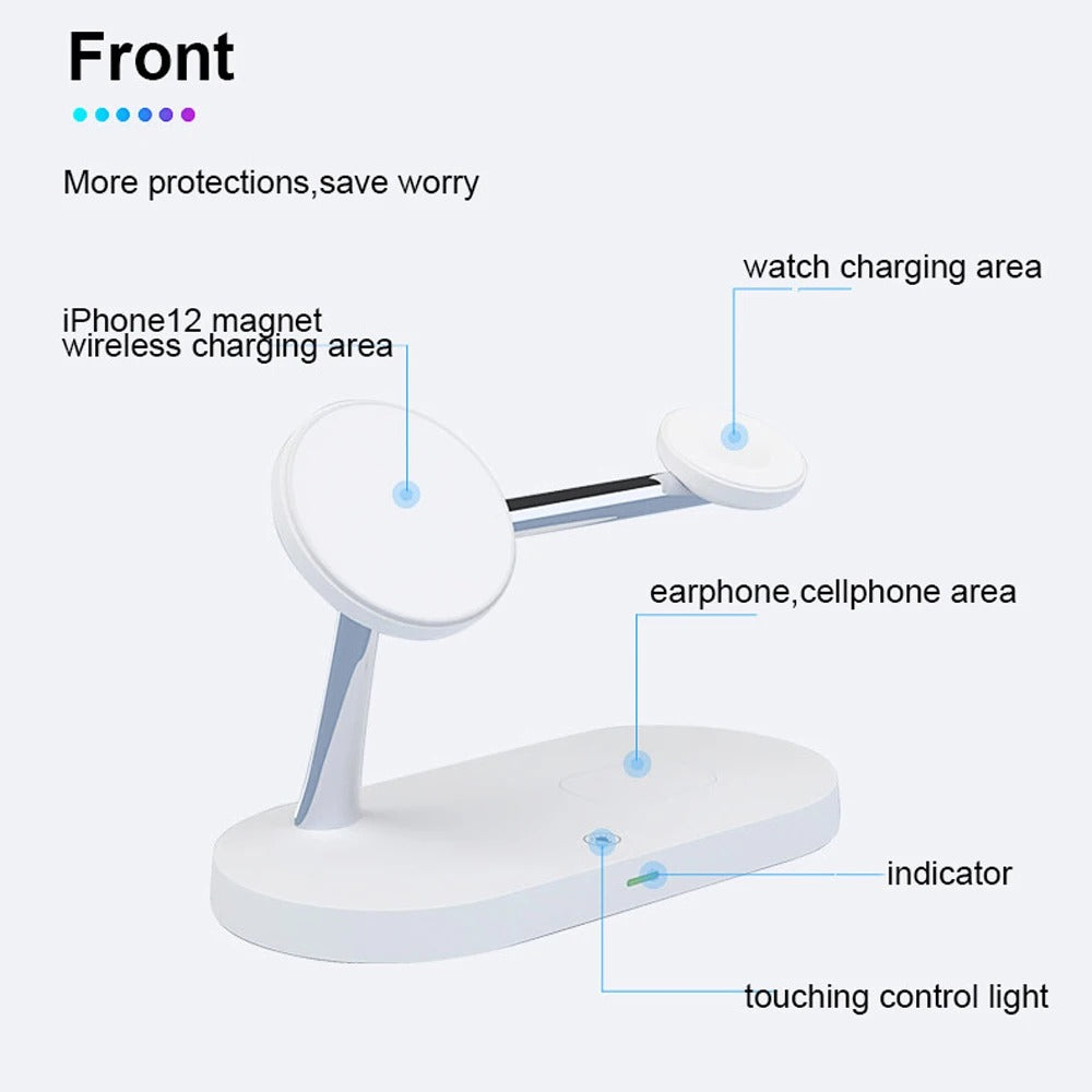 Compact 5-in-1 Phone Charging Dock with LED Nightlight