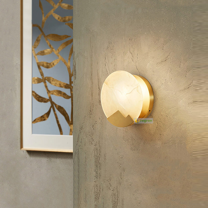Modern Marble LED Wall Lamp With Gold Trim