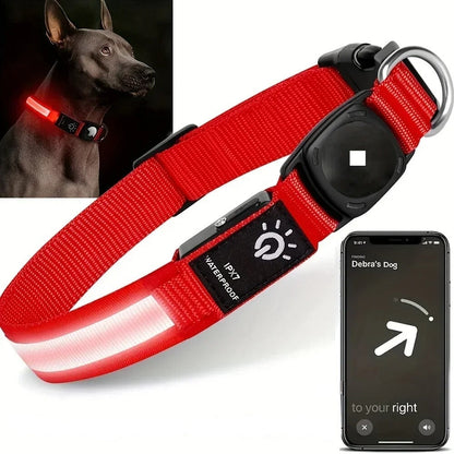 Waterproof LED Pet Dog Collar With Tracker Slot