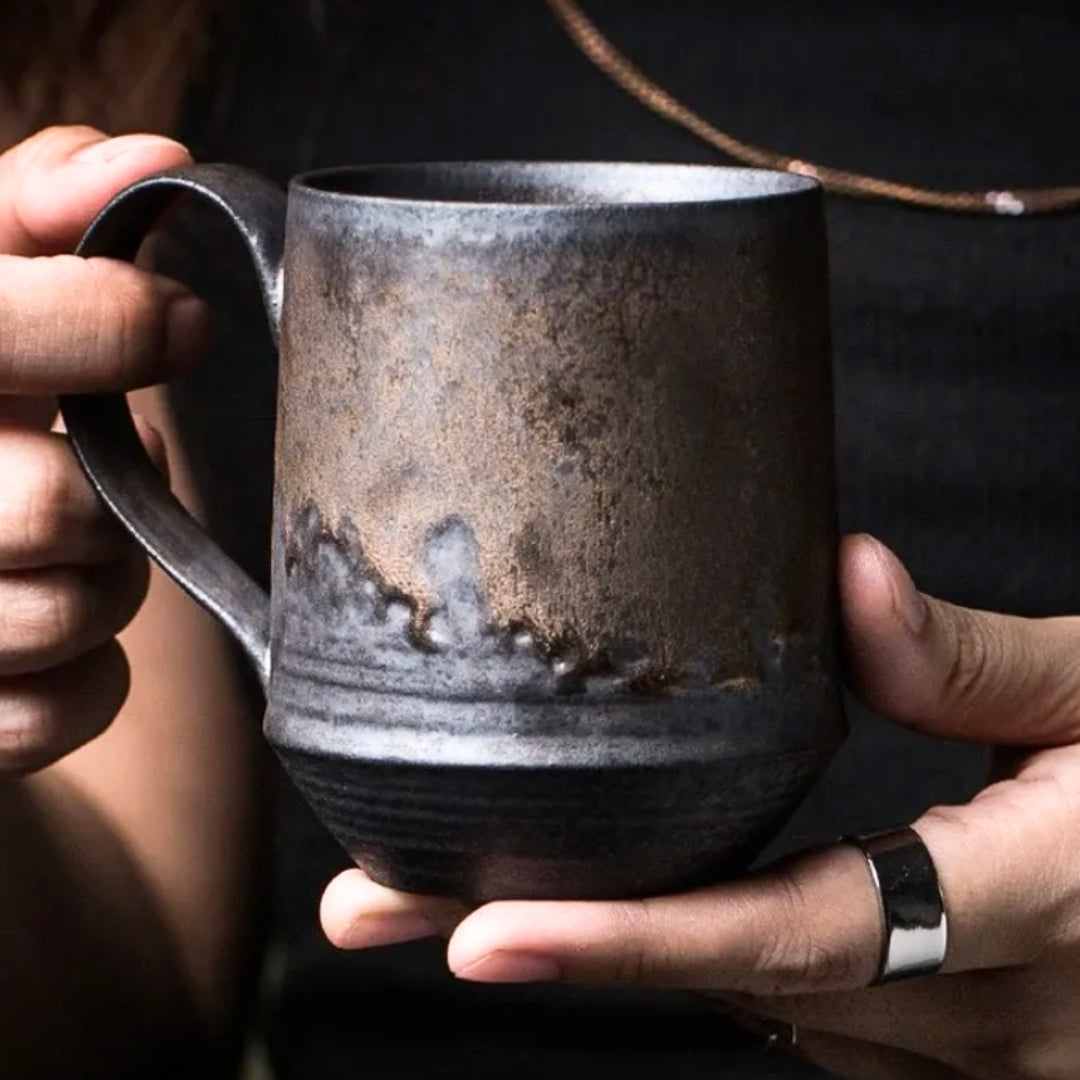 Rustic Ceramic Coffee Mugs Set for Daily Use - Lusomart
