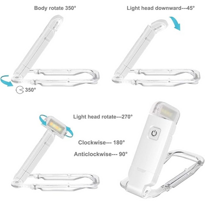 Portable LED Reading Light with USB Rechargeable Clip