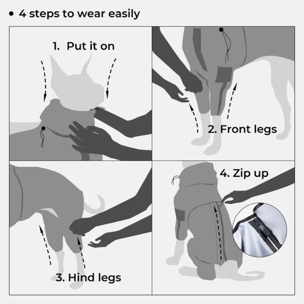 Waterproof Dog Rain Jacket with Leg Covers All Sizes