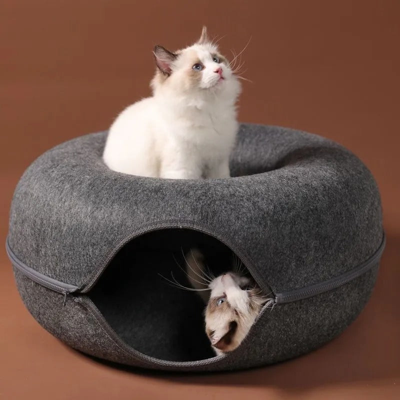 Soft Kitty Play Tunnel Bed for Hiding and Fun