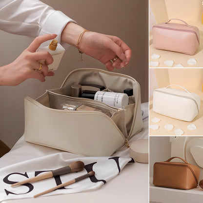 Spacious Travel Makeup Case PU Cosmetic Organizer