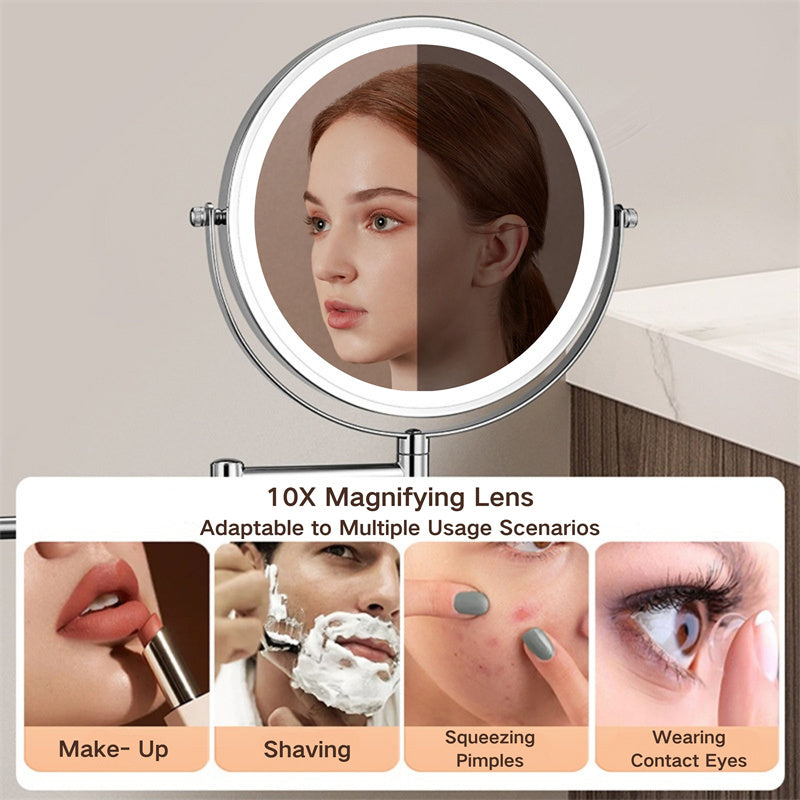 Illuminated Adjustable LED Shaving Mirror with Magnification