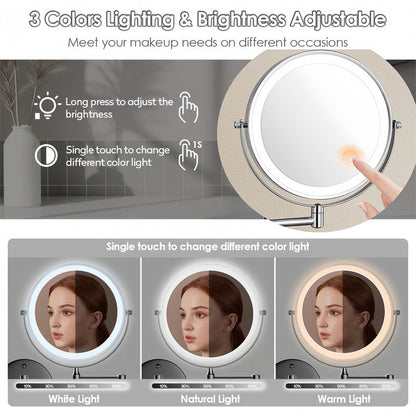 Illuminated Adjustable LED Shaving Mirror with Magnification