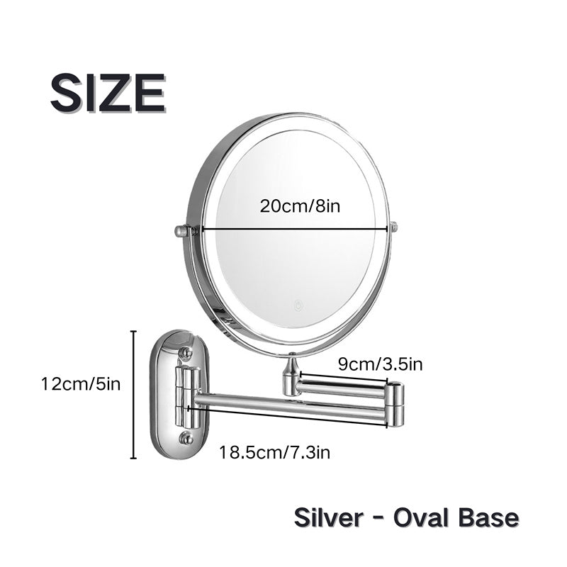 Illuminated Adjustable LED Shaving Mirror with Magnification