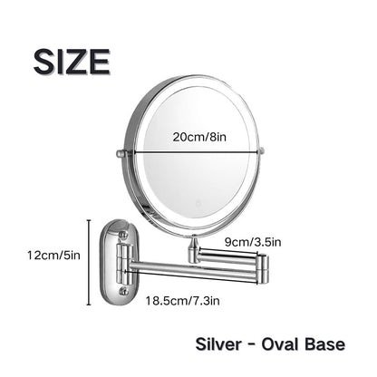 Illuminated Adjustable LED Shaving Mirror with Magnification