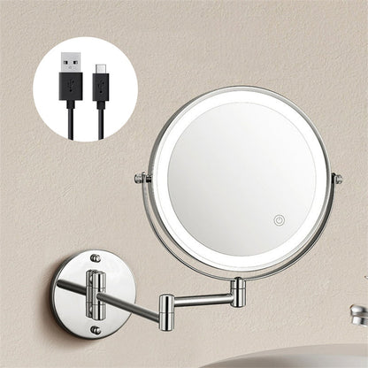 Illuminated Adjustable LED Shaving Mirror with Magnification