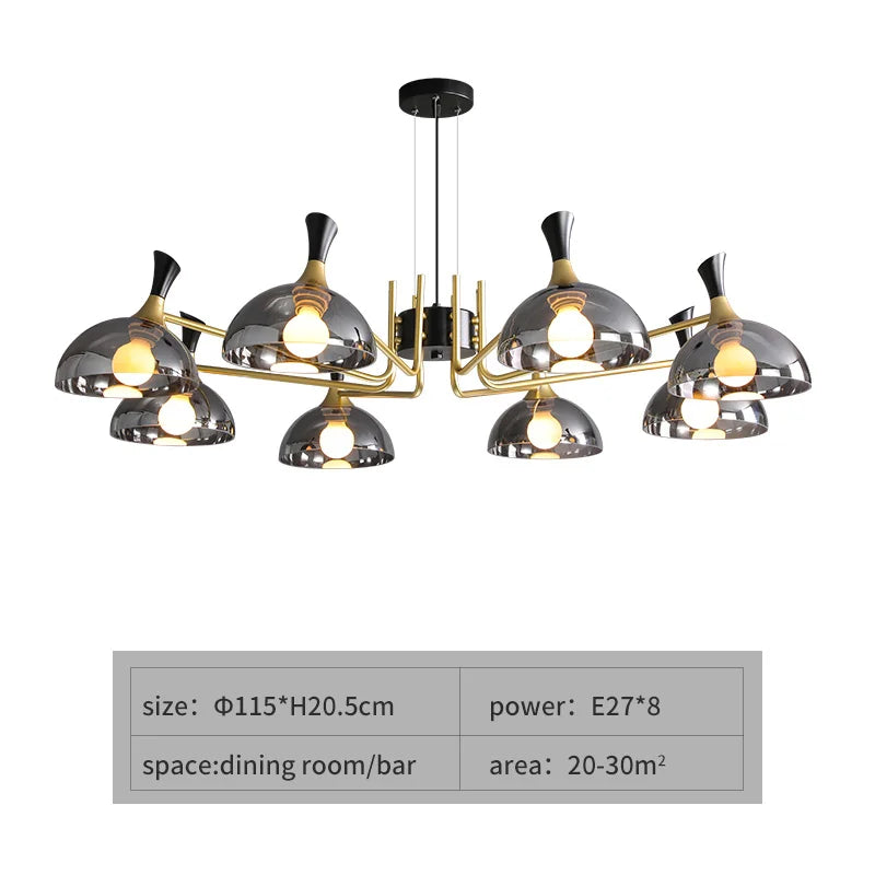 Modern Black Glass LED Chandelier