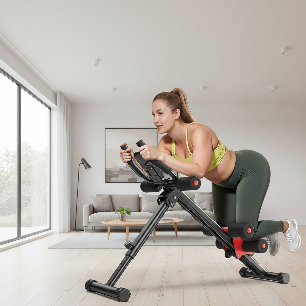 Compact Home Gym Ab Cruncher Folding Steel Frame - Lusomart