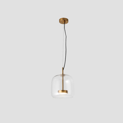 Vintage Gold Pendant Lamp with Warm Amber Shade