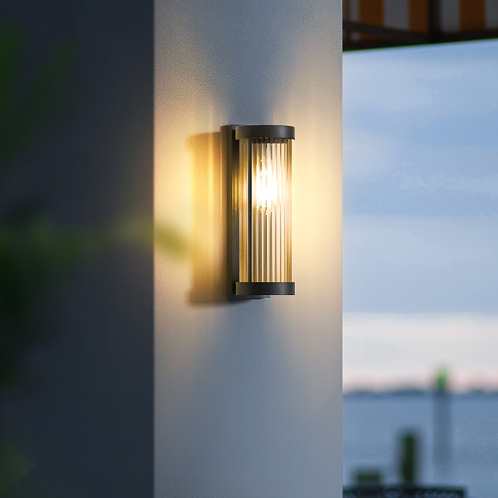 Modern Cylindrical Metal & Glass Outdoor Solar IP65 Waterproof Outdoor Lamp-2