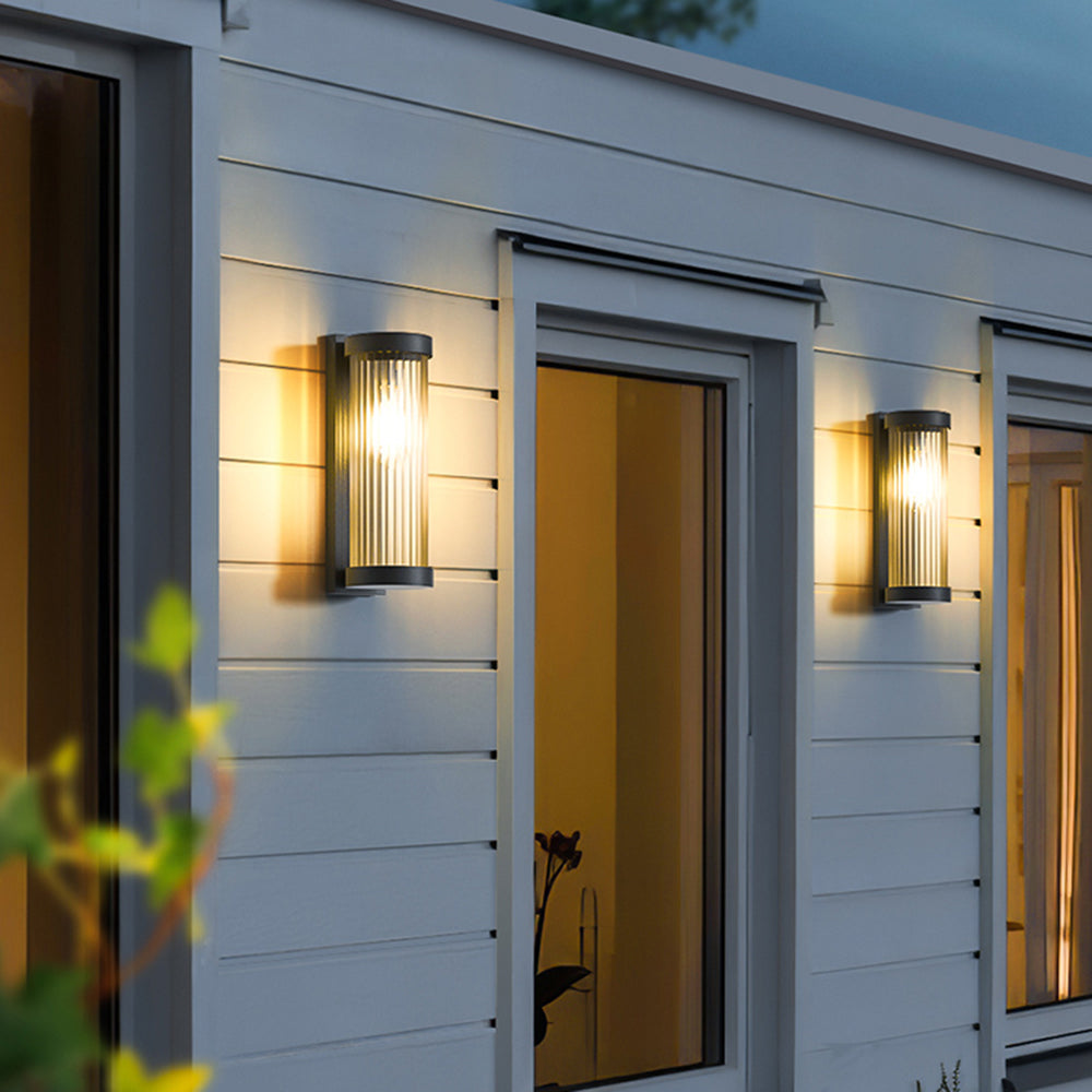 Modern Cylindrical Metal & Glass Outdoor Solar IP65 Waterproof Outdoor Lamp-5
