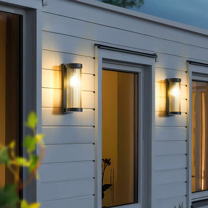 Modern Cylindrical Metal & Glass Outdoor Solar IP65 Waterproof Outdoor Lamp-5