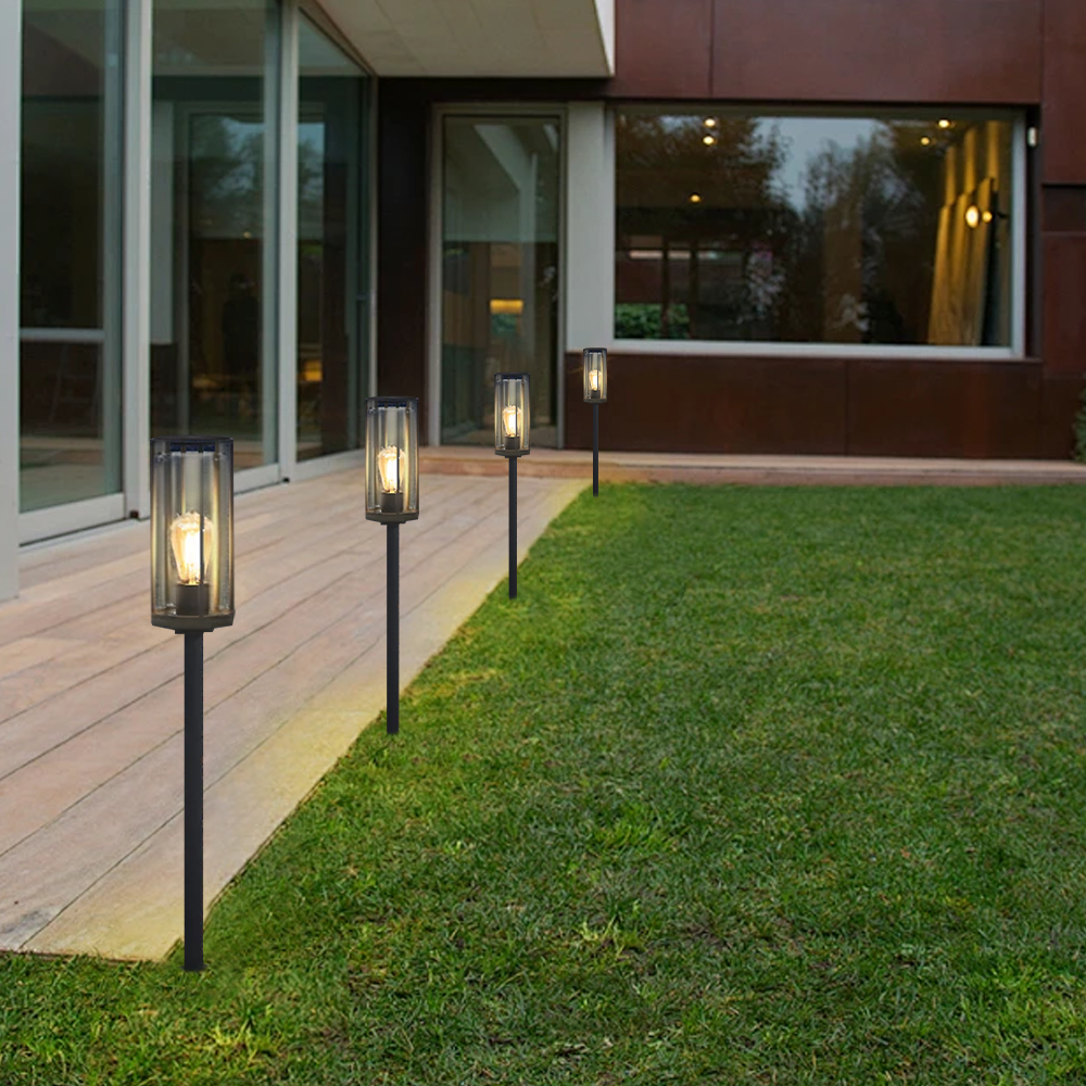 Modern Black Floor Lamp Metal Cylindrical Outdoor-3