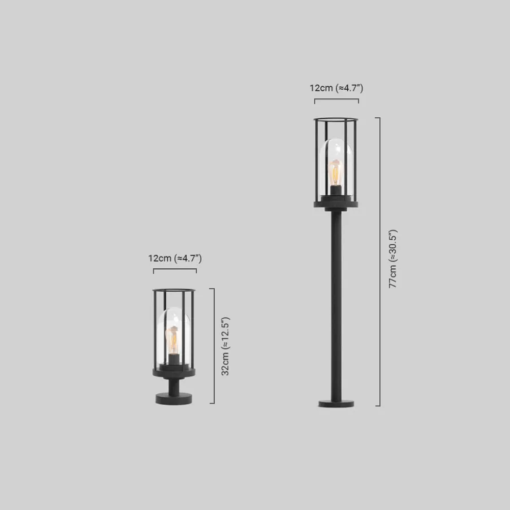 Modern Black Floor Lamp Metal Cylindrical Outdoor-4