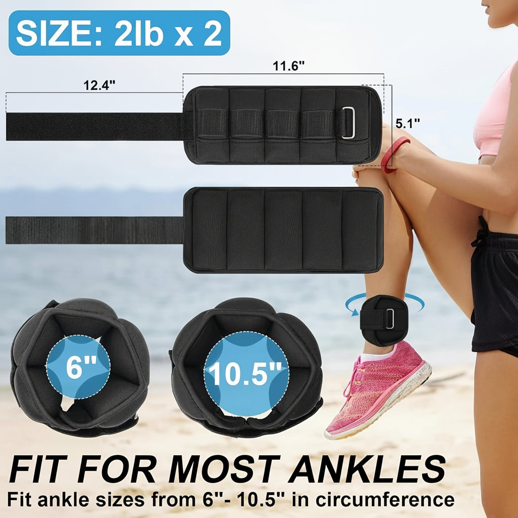 Adjustable Ankle Weight Set for Home Workout Training