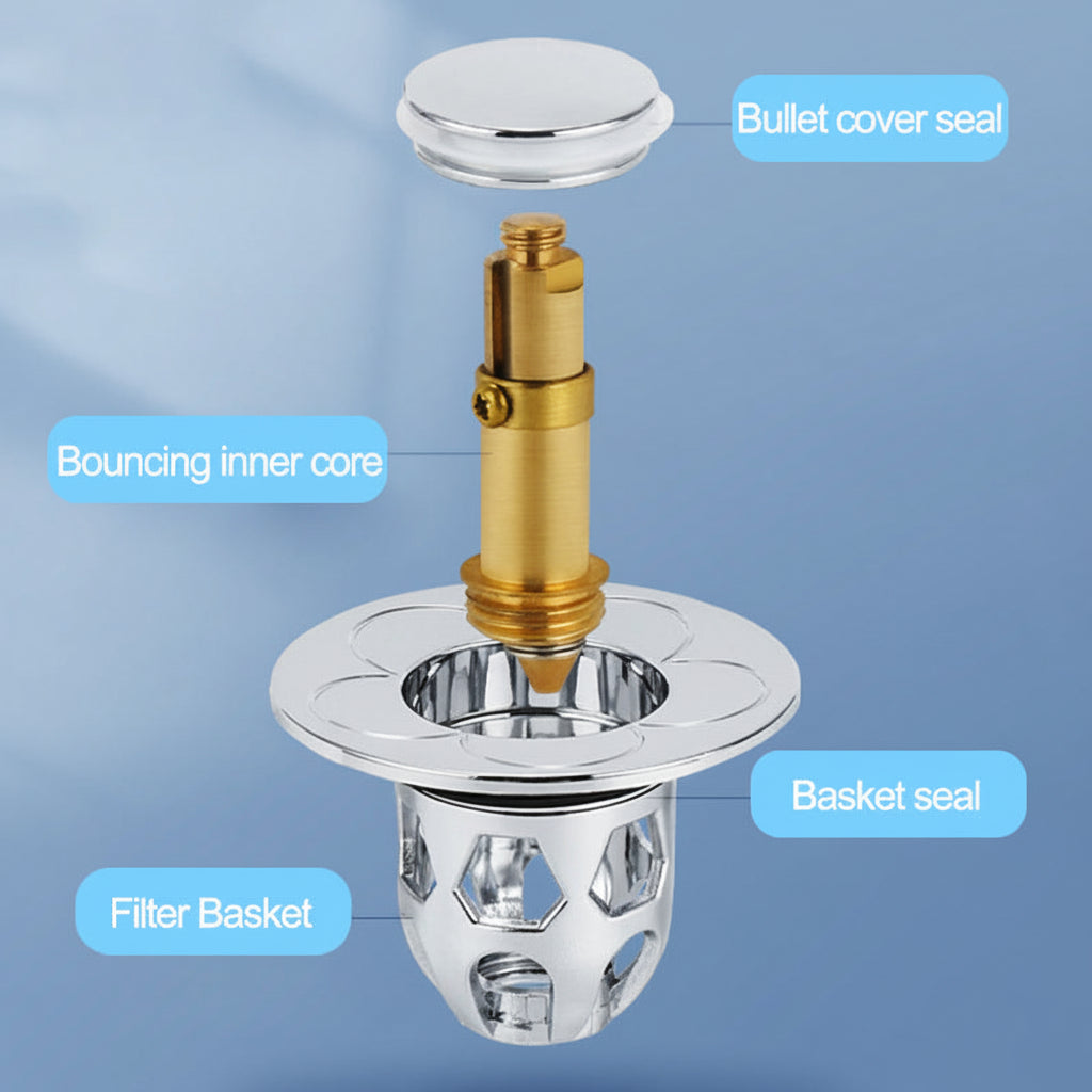 Easy Clean Stainless Steel Bathroom Sink Plug