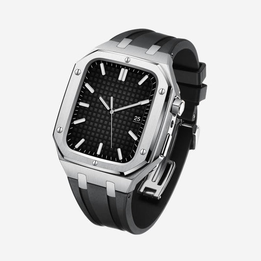 Soft Silicone Strap Stainless Steel Apple Watch Case Kit - Lusomart