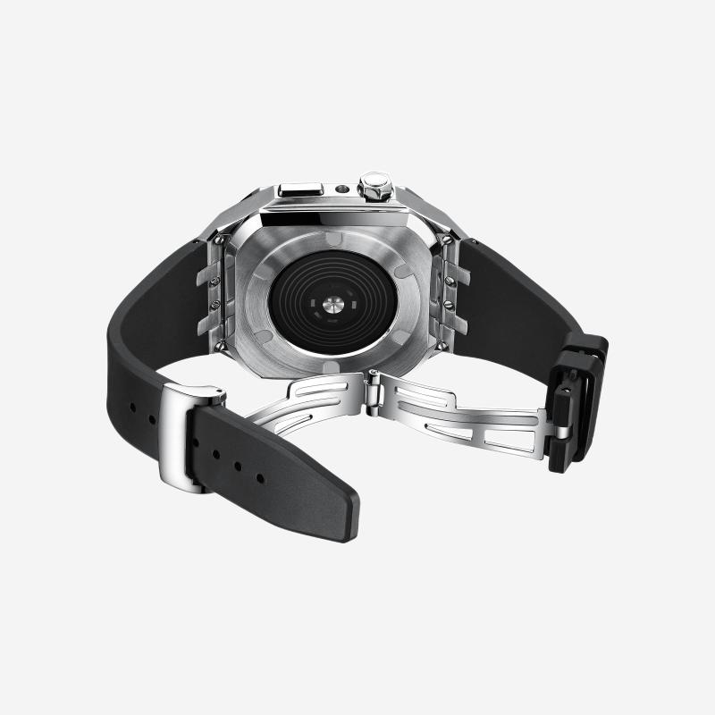 Soft Silicone Strap Stainless Steel Apple Watch Case Kit