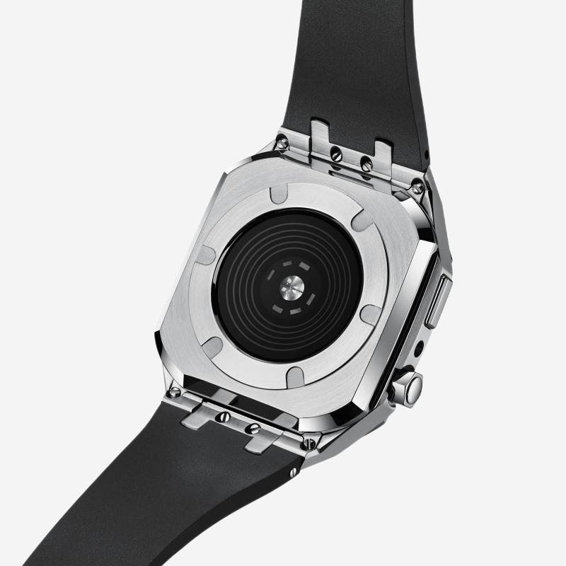 Soft Silicone Strap Stainless Steel Apple Watch Case Kit