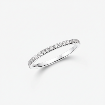 Simple Silver Stacking Ring with Cubic Zirconia Stone - Lusomart