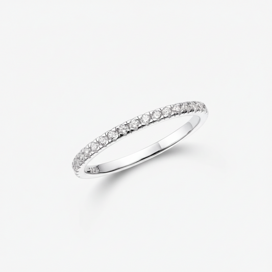 Simple Silver Stacking Ring with Cubic Zirconia Stone - Lusomart