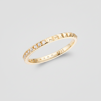 Simple Silver Stacking Ring with Cubic Zirconia Stone