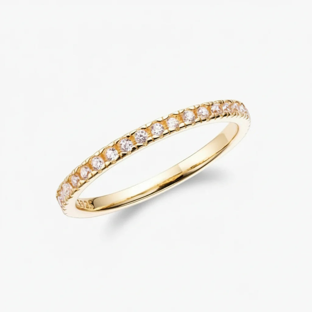Simple Silver Stacking Ring with Cubic Zirconia Stone