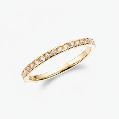 Simple Silver Stacking Ring with Cubic Zirconia Stone