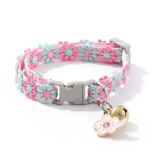 Comfortable Floral Pet Collar with Bell - Lusomart
