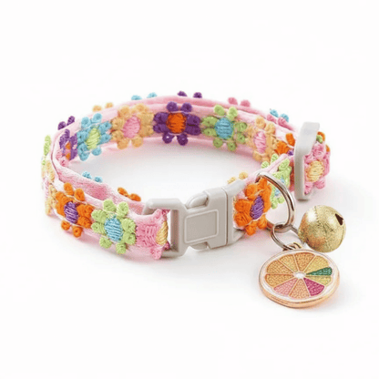 Adjustable Floral Pattern Cat Collar with Bell – Lightweight Nylon for Comfort and Safety, Fits Neck 21–33 cm 6