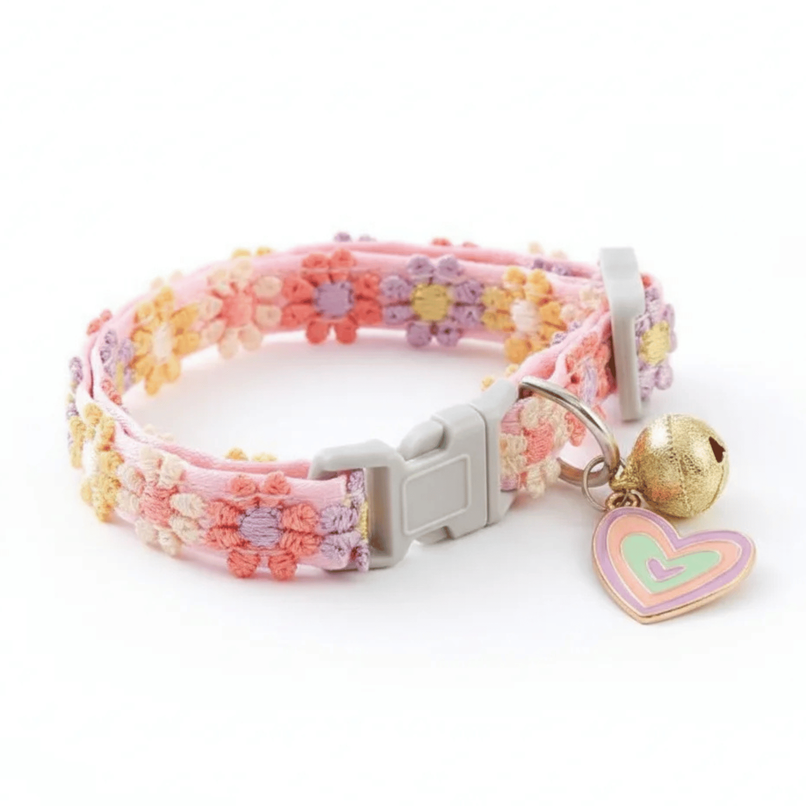 Adjustable Floral Pattern Cat Collar with Bell – Lightweight Nylon for Comfort and Safety, Fits Neck 21–33 cm 7