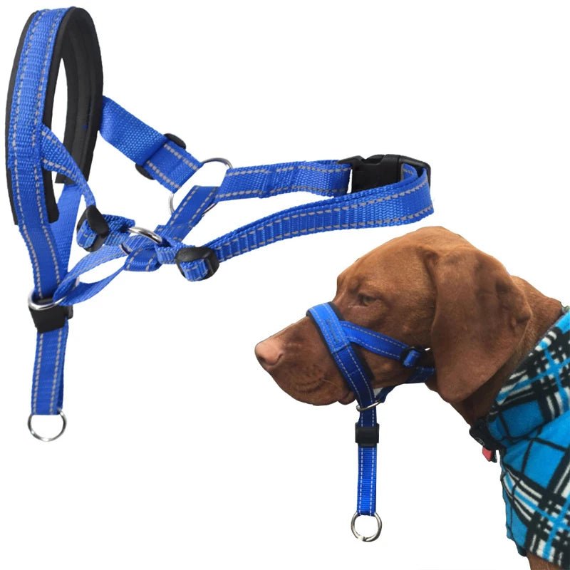 Adjustable Halti Style Dog Muzzle - Breathable, Comfortable Fit with Reflective Strips for Training and Control 2