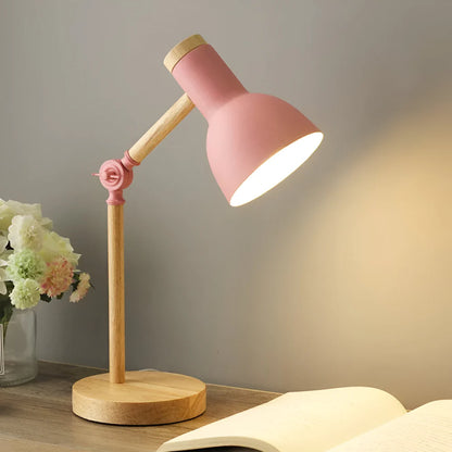 Rustic Wooden Adjustable Desk Table Lamp
