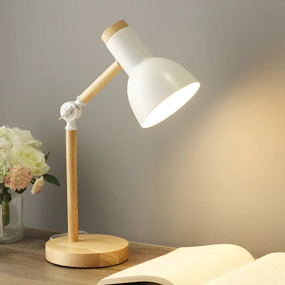 Rustic Wooden Adjustable Desk Table Lamp