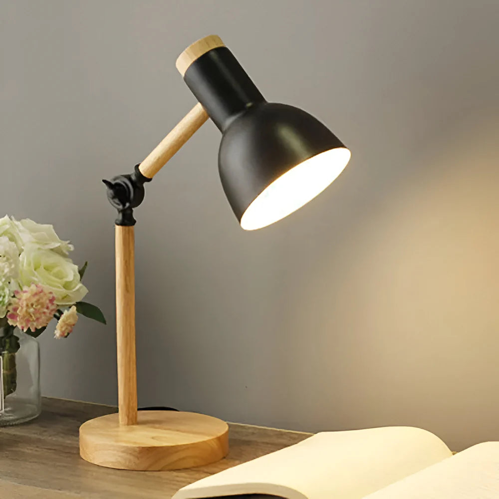 Rustic Wooden Adjustable Desk Table Lamp