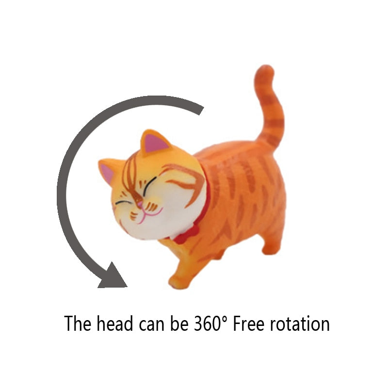 Adorable Cat Decor | 9-Piece Rotating Head Car Decoration Set – Fun and Whimsical Interior Accessory 4