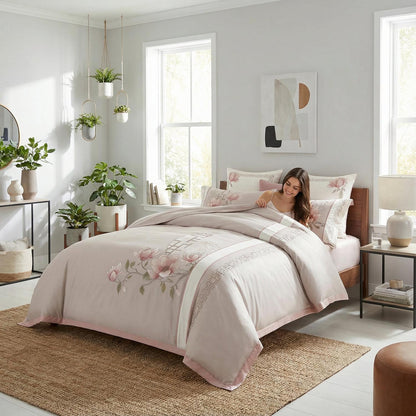 Luxury Bedding Set With Beautiful Embroidery Design - Lusomart