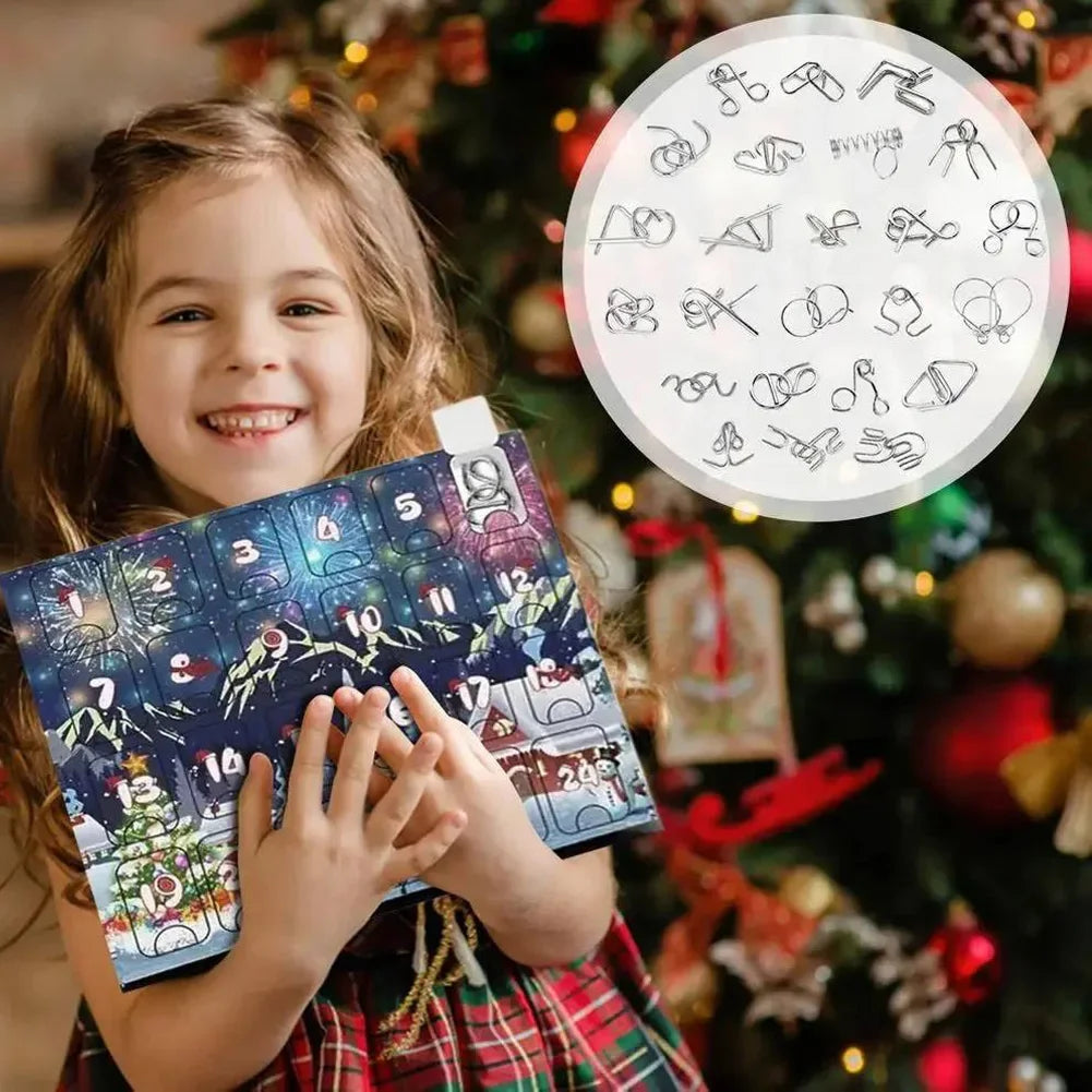 AdventPuzzle | Educational Metal Puzzle Advent Calendar with 24 Brain Teasers 1