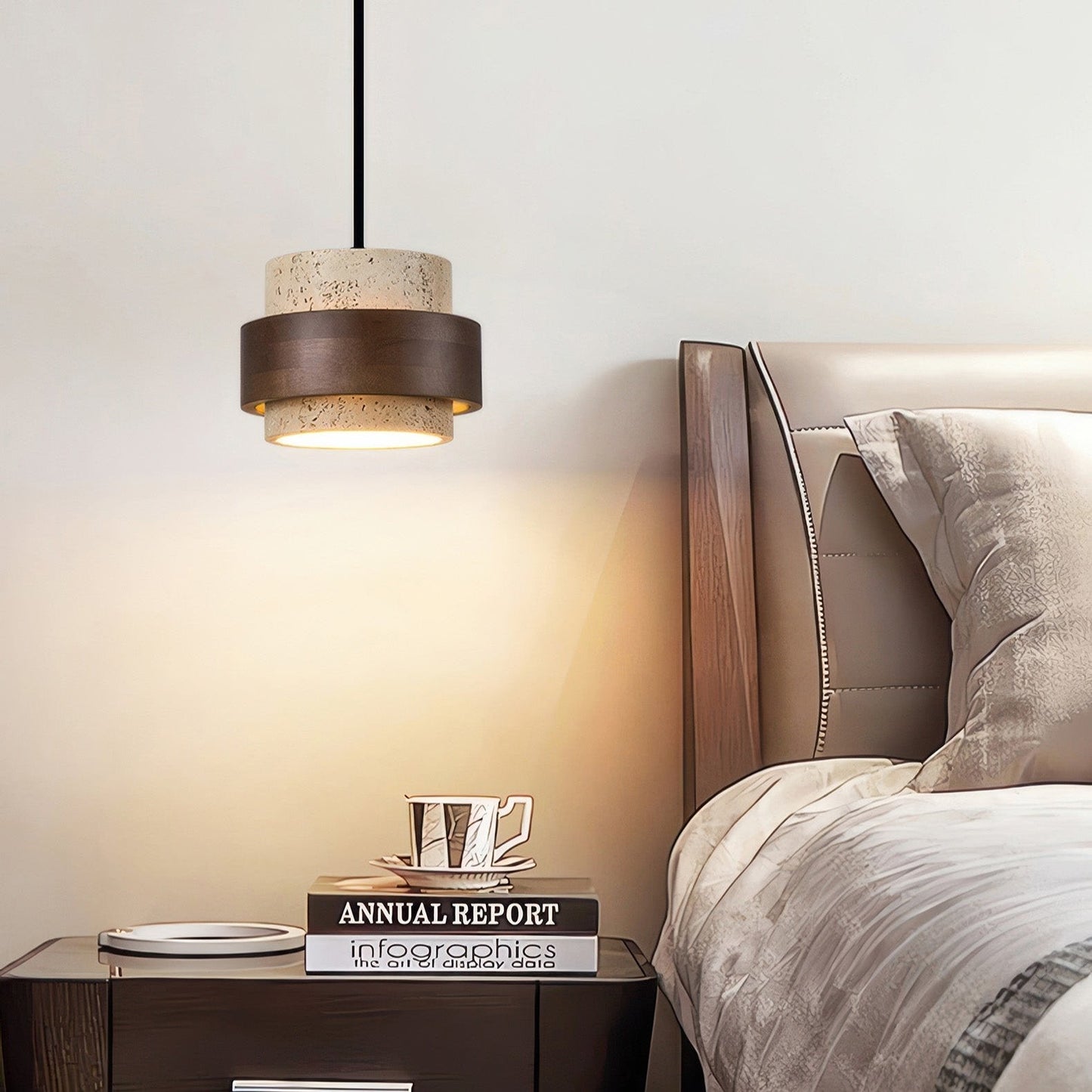 Natural Stone Wooden Island Pendant Lighting
