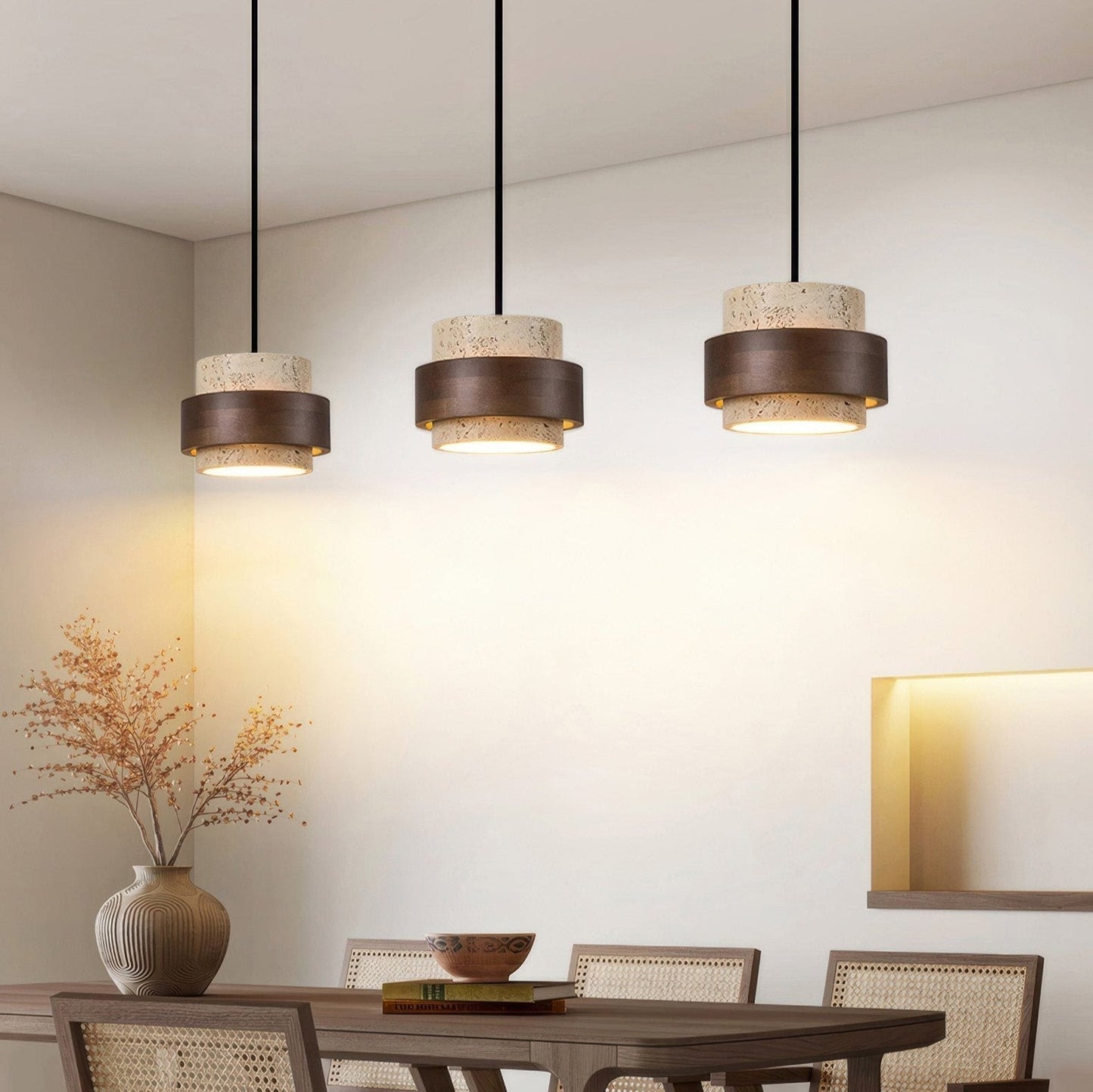 Natural Stone Wooden Island Pendant Lighting