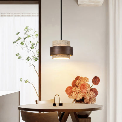 Natural Stone Wooden Island Pendant Lighting