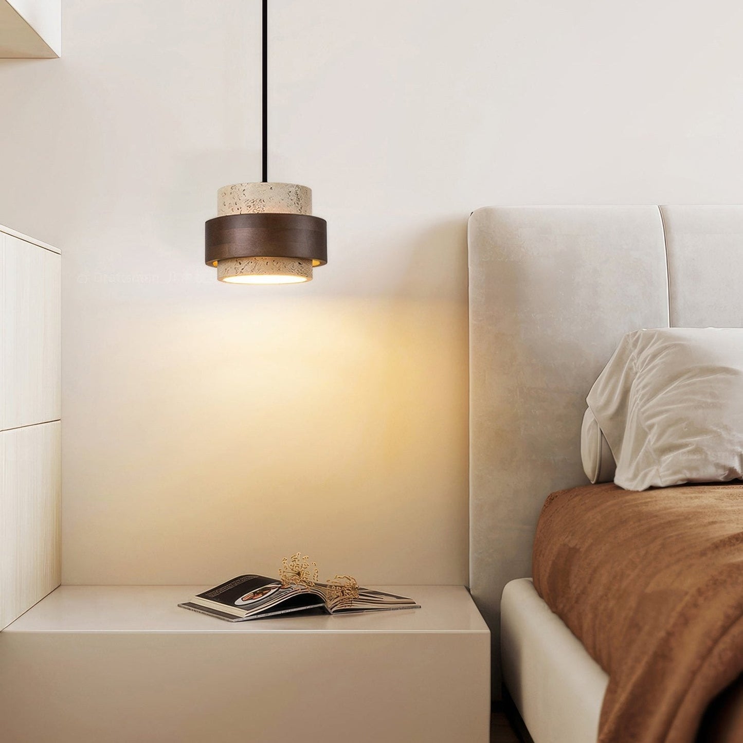 Natural Stone Wooden Island Pendant Lighting